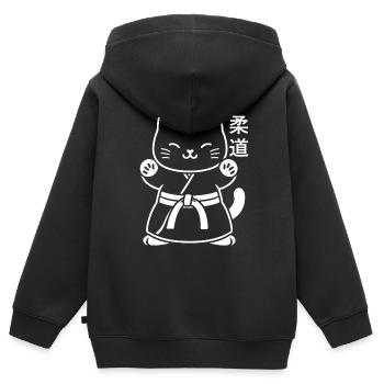 judo - Sweat Premium à capuche zippé enfant bio - noir - Dos - AI Model Kid Male (0cm)