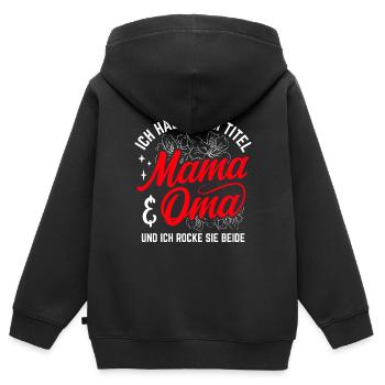 Fête des mères Meilleure maman Maman Cadeau Famille Darling - Sweat Premium à capuche zippé enfant bio - noir - Dos - AI Model Kid Male (0cm)
