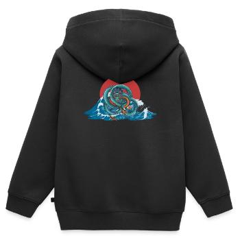 Japanischer Drachen China Asien - Kinder Premium Organic Zip Hoodie - Schwarz - Hinten - AI Model Kid Male (0cm)