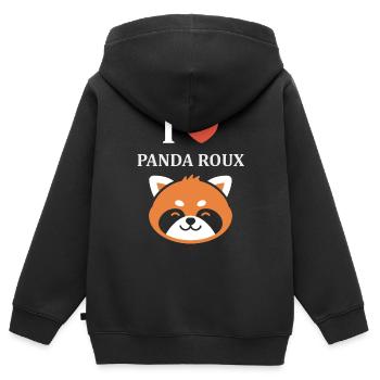 Panda roux - Sweat Premium à capuche zippé enfant bio - noir - Dos - AI Model Kid Male (0cm)