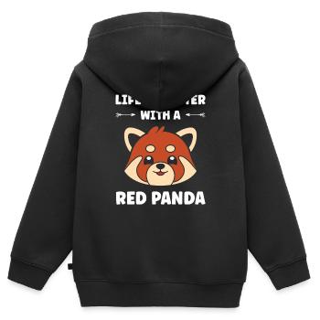 panda roux - Sweat Premium à capuche zippé enfant bio - noir - Dos - AI Model Kid Male (0cm)