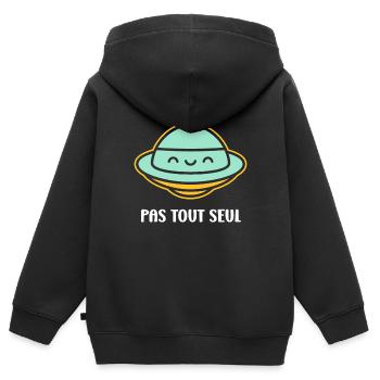 soucoupe volante - Sweat Premium à capuche zippé enfant bio - noir - Dos - AI Model Kid Male (0cm)