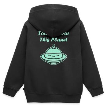 soucoupe volante - Sweat Premium à capuche zippé enfant bio - noir - Dos - AI Model Kid Male (0cm)