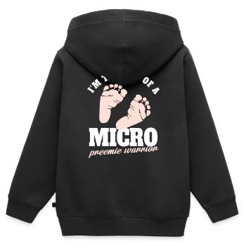 In the dad of a micro preemie warrior Design - Kids Premium Organic Zip-up Hoodie - black - Back - AI Model Kid Male (0cm)