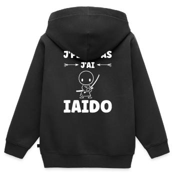 iaido - Sweat Premium à capuche zippé enfant bio - noir - Dos - AI Model Kid Male (0cm)