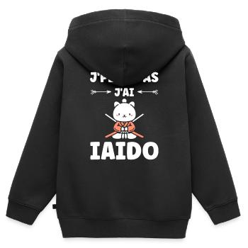 iaido - Sweat Premium à capuche zippé enfant bio - noir - Dos - AI Model Kid Male (0cm)