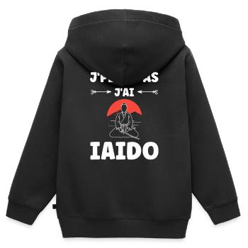 iaido - Sweat Premium à capuche zippé enfant bio - noir - Dos - AI Model Kid Male (0cm)
