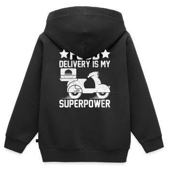 Essenslieferant Fahrer Dash Grubhub Lustige Lieferung - Kinder Premium Organic Zip Hoodie - Schwarz - Hinten - AI Model Kid Male (0cm)