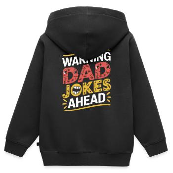 Mari des dieux - blagues de papa - Sweat Premium à capuche zippé enfant bio - noir - Dos - AI Model Kid Male (0cm)