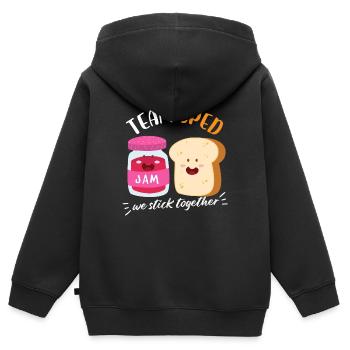 jam lover bred Design for a jam lover - Kinder Premium Organic Zip Hoodie - Schwarz - Hinten - AI Model Kid Male (0cm)