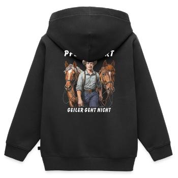 HORSE KEEPER NE S’AMÉLIORE PAS - Sweat Premium à capuche zippé enfant bio - noir - Dos - AI Model Kid Male (0cm)