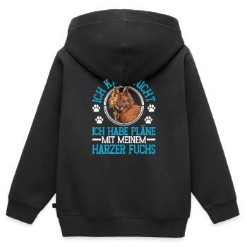 Harzer Fuchs Pläne mit Altdeutscher Hütehund - Kinder Premium Organic Zip Hoodie - Schwarz - Hinten - AI Model Kid Male (0cm)