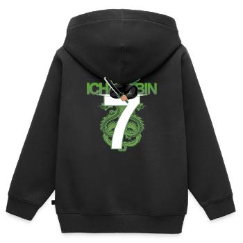 7. Geburtstag Ninja Kostüm 7 Jahre alt Junge - Kinder Premium Organic Zip Hoodie - Schwarz - Hinten - AI Model Kid Male (0cm)