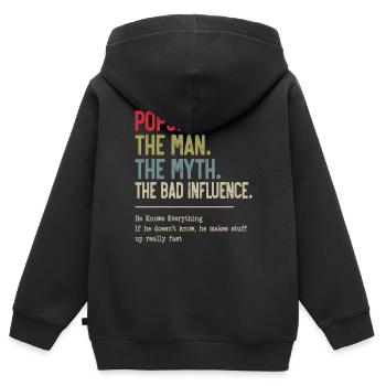 Pops L’homme Le mythe La mauvaise influence - Sweat Premium à capuche zippé enfant bio - noir - Dos - AI Model Kid Male (0cm)