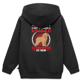 With my Briard his Berger de Brie - Kids Premium Organic Zip-up Hoodie - black - Back - AI Model Kid Male (0cm)