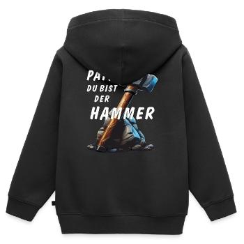 VA-THOR, PAPA, TU ES GÉNIAL - Sweat Premium à capuche zippé enfant bio - noir - Dos - AI Model Kid Male (0cm)
