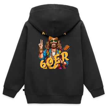 MANN KIND DER 60er - Kinder Premium Organic Zip Hoodie - Schwarz - Hinten - AI Model Kid Male (0cm)
