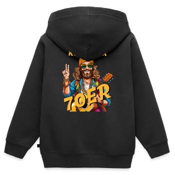 MANN KIND DER 70er - Kinder Premium Organic Zip Hoodie - Schwarz - Hinten - AI Model Kid Male (0cm)