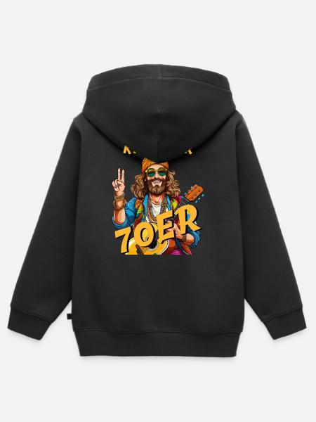 MAN CHILD OF THE 70S - Kids Premium Organic Zip-up Hoodie - black