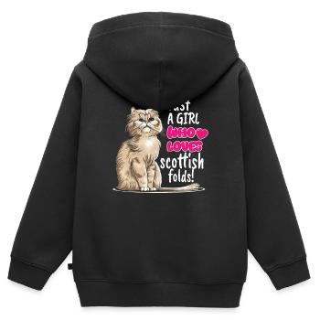 Scottish Fold Cat - Kids Premium Organic Zip-up Hoodie - black - Back - AI Model Kid Male (0cm)