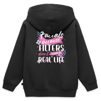 Facials Because Filters Don't Work In Real Life - Kinder Premium Organic Zip Hoodie - Schwarz - Hinten - AI Model Kid Male (0cm)