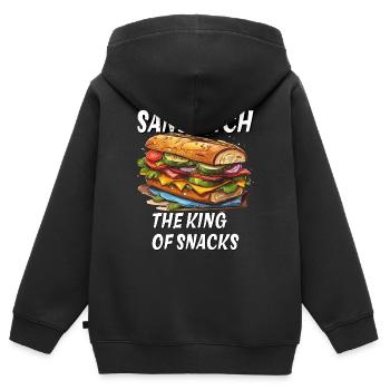 LE SANDWICH LE ROI DES SNACKS - Sweat Premium à capuche zippé enfant bio - noir - Dos - AI Model Kid Male (0cm)
