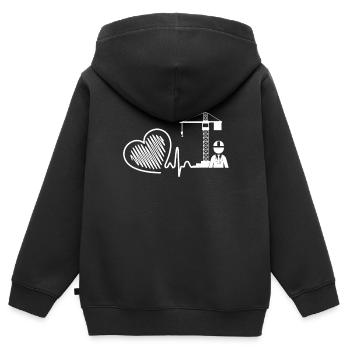 Crane Operator Crane Operator Heartbeat - Kids Premium Organic Zip-up Hoodie - black - Back - AI Model Kid Male (0cm)