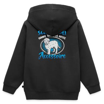 Schafpudel Haare Spruch Altdeutscher Hütehund - Kinder Premium Organic Zip Hoodie - Schwarz - Hinten - AI Model Kid Male (0cm)