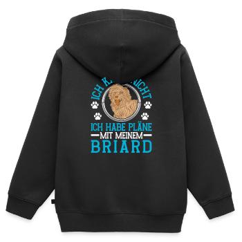 Plans with my Briard Berger de Brie - Kids Premium Organic Zip-up Hoodie - black - Back - AI Model Kid Male (0cm)