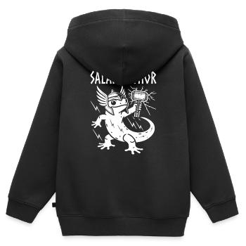 Salamanthor Salamander Lustiger Wikinger Odin Walhalla - Kinder Premium Organic Zip Hoodie - Schwarz - Hinten - AI Model Kid Male (0cm)