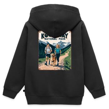 Parc national Kootenay Aventure Nature - Sweat Premium à capuche zippé enfant bio - noir - Dos - AI Model Kid Male (0cm)