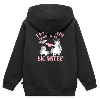 I`m Finally Going To Be A Big Sister Unicorn Gift - Kinder Premium Organic Zip Hoodie - Schwarz - Hinten - AI Model Kid Male (0cm)