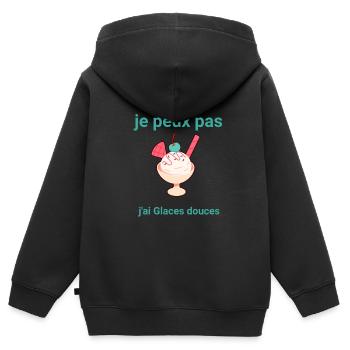 je peux pas j'ai Glaces douces - Sweat Premium à capuche zippé enfant bio - noir - Dos - AI Model Kid Male (0cm)