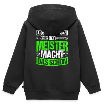 Locker Bleiben Meister Mechatroniker Mechaniker - Kinder Premium Organic Zip Hoodie - Schwarz - Hinten - AI Model Kid Male (0cm)
