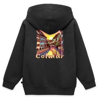 Colmar französische Hafenstadt Altstadt Altbau - Kinder Premium Organic Zip Hoodie - Schwarz - Hinten - AI Model Kid Male (0cm)