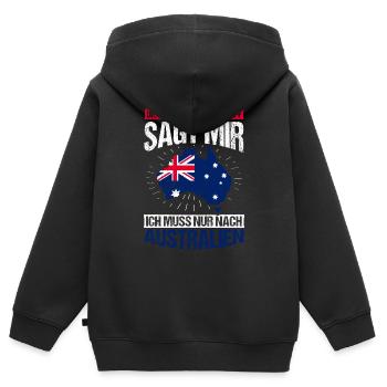 Die Stimme In Meinem Kopf Sagt Mir Muss Nach Austr - Kinder Premium Organic Zip Hoodie - Schwarz - Hinten - AI Model Kid Male (0cm)