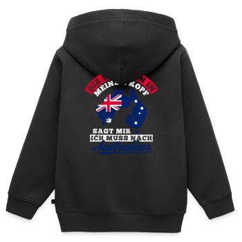 Die Stimme In Meinem Kopf Sagt Mir Muss Nach Austr - Kinder Premium Organic Zip Hoodie - Schwarz - Hinten - AI Model Kid Male (0cm)