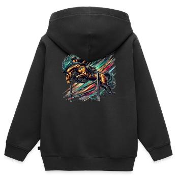 show jumpers - Kids Premium Organic Zip-up Hoodie - black - Back - AI Model Kid Male (0cm)