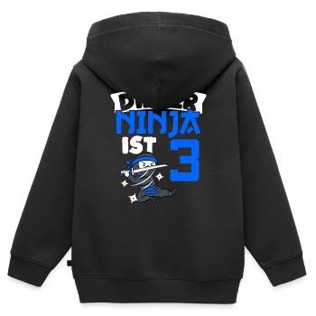 Cette ceinture ninja 3 ans Ninja Ninja L - Sweat Premium à capuche zippé enfant bio - noir - Dos - AI Model Kid Male (0cm)