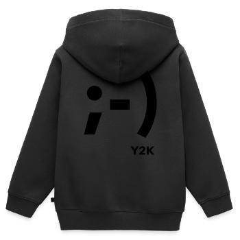 Zwinkern Smile Y2k Schwarz - Kinder Premium Organic Zip Hoodie - Schwarz - Hinten - AI Model Kid Male (0cm)