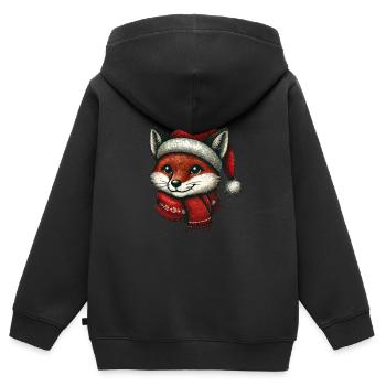 Weihnachtlicher Fuchs Mit Mütze Und Schal - Kinder Premium Organic Zip Hoodie - Schwarz - Hinten - AI Model Kid Male (0cm)