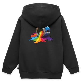FARBDOSE FARBE - Kinder Premium Organic Zip Hoodie - Schwarz - Hinten - AI Model Kid Male (0cm)
