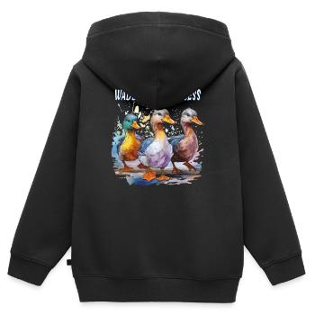 DANDINER LE CANARD VERS LE SUCCÈS - Sweat Premium à capuche zippé enfant bio - noir - Dos - AI Model Kid Male (0cm)