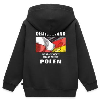 POLOGNE ALLEMAGNE OÙ JE VIS - Sweat Premium à capuche zippé enfant bio - noir - Dos - AI Model Kid Male (0cm)