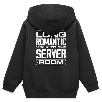 profitez de la marche jusqu’à la salle des serveurs Conception pour un - Sweat Premium à capuche zippé enfant bio - noir - Dos - AI Model Kid Male (0cm)
