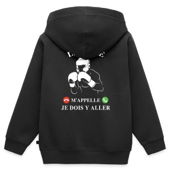 Boxen nennt mich Boxer Boxen Fan Boxen Lustig - Kinder Premium Organic Zip Hoodie - Schwarz - Hinten - AI Model Kid Male (0cm)