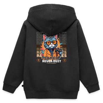 Retro Games Gamer Never Quit Katzenmotiv - Kinder Premium Organic Zip Hoodie - Schwarz - Hinten - AI Model Kid Male (0cm)