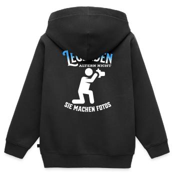 Legenden altern nicht sie gehen Foto - Kinder Premium Organic Zip Hoodie - Schwarz - Hinten - AI Model Kid Male (0cm)