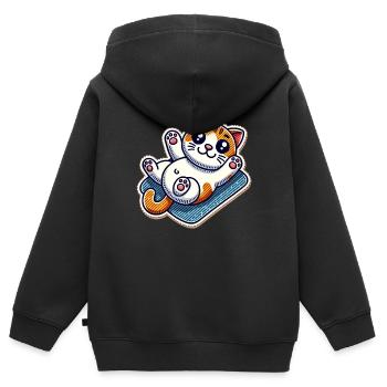Cute kitty on a blanket wants belly rubs - Kids Premium Organic Zip-up Hoodie - black - Back - AI Model Kid Male (0cm)