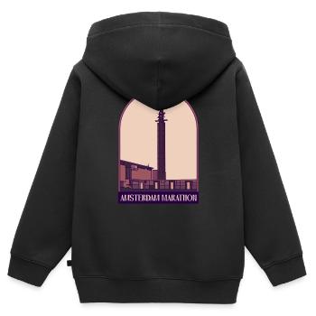 Amsterdam Marathon - Kinder Premium Organic Zip Hoodie - Schwarz - Hinten - AI Model Kid Male (0cm)